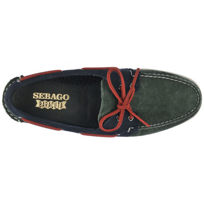 Moc Man PORTLAND BARACUTA Moccasin GREEN-BLUE-RED Dressed Back (jpg Rgb)		