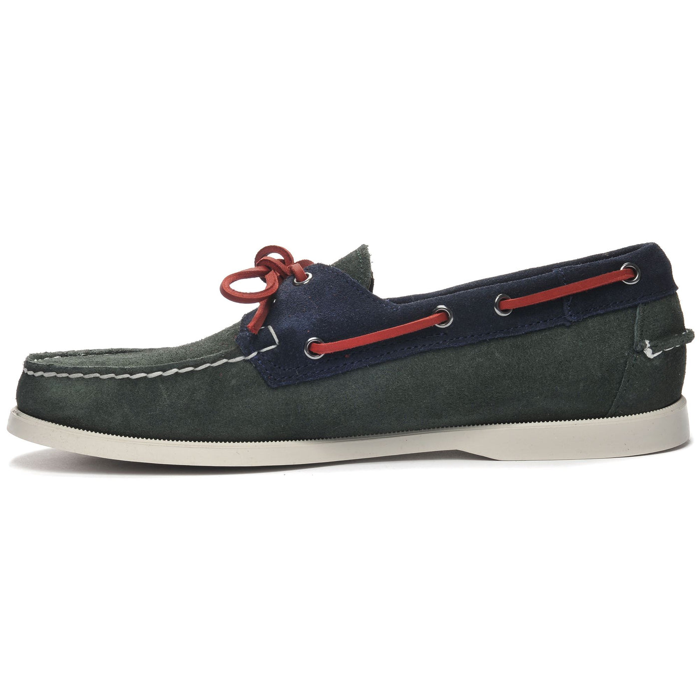 Moc Man PORTLAND BARACUTA Moccasin GREEN-BLUE-RED Dressed Side (jpg Rgb)		