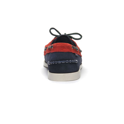 Moc Man PORTLAND BARACUTA Moccasin BLUE-RED-GREEN Detail (jpg Rgb)			