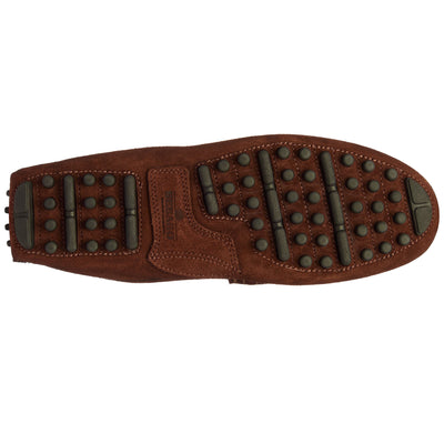 Moc Man RUSSEL SUEDE Slip On DK BROWN Dressed Front (jpg Rgb)	