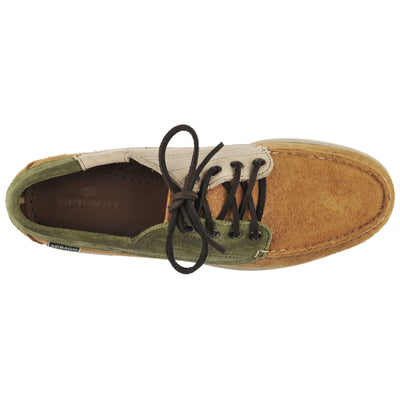 Moc Man ASKOOK JIB Moccasin BROWNTAN-GREENFOLIAGE-LTBEIGE Dressed Back (jpg Rgb)		