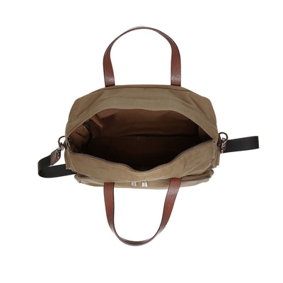 Bags Unisex FLAGSTAFF Brief Case BROWN-BEIGE Dressed Side (jpg Rgb)		