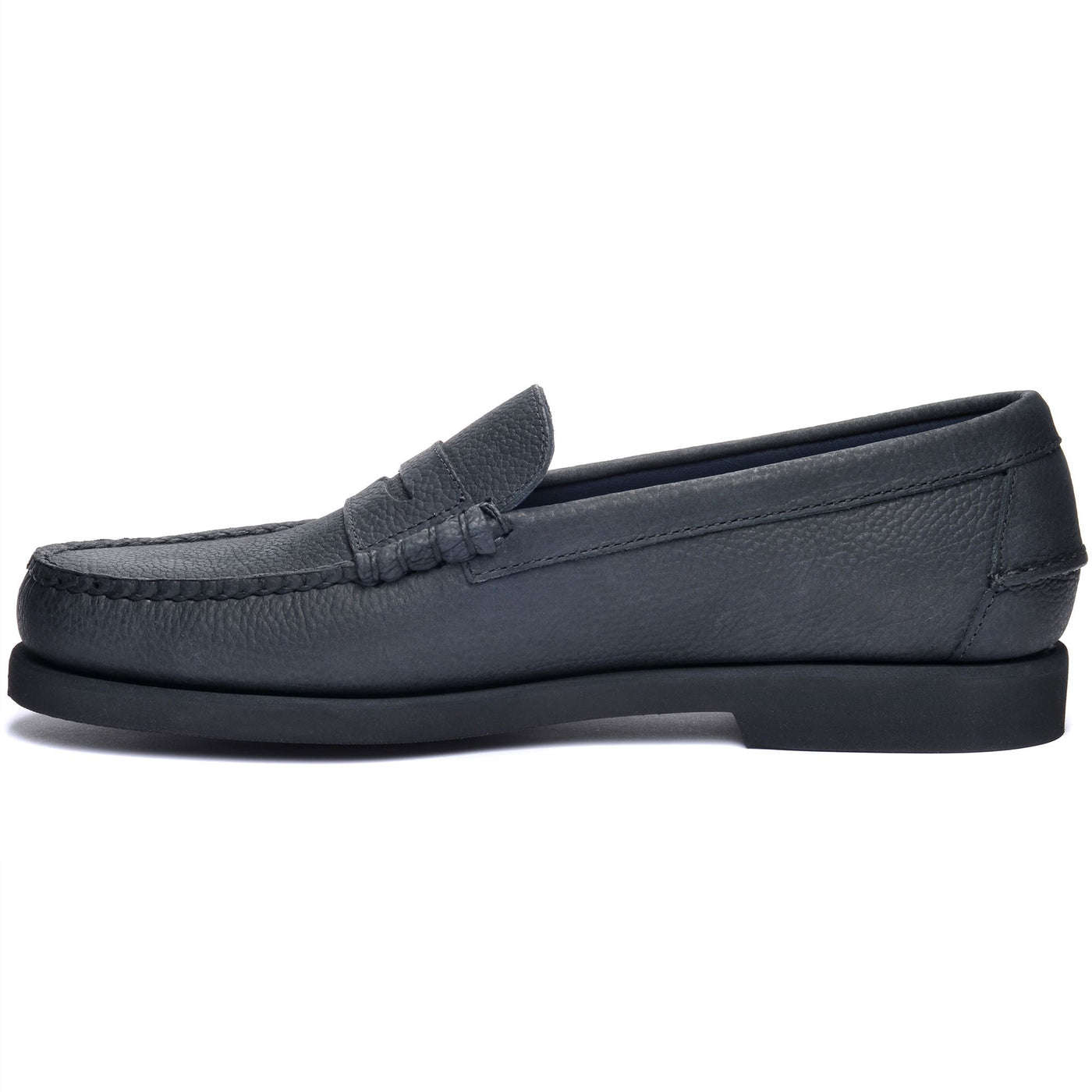 Moc Man DAN PO TUMBLED Moccasin BLUE NAVY Dressed Side (jpg Rgb)		