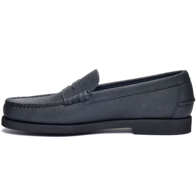 Moc Man DAN PO TUMBLED Moccasin BLUE NAVY Dressed Side (jpg Rgb)		