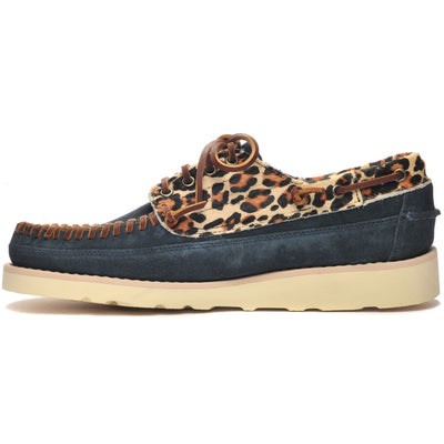 Moc Man KEUKA WILD Moccasin BLUENAVY-LEOPARD Dressed Side (jpg Rgb)		