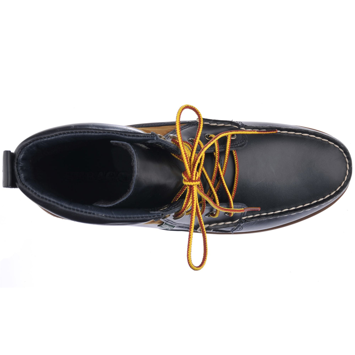Moc Man ROGDEN BOOT MILLERAIN Mid Cut BLUE NAVY-OCRA Dressed Back (jpg Rgb)		