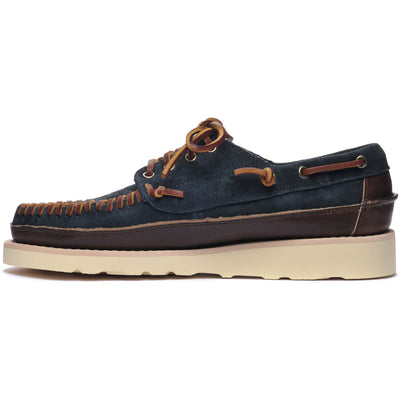 Moc Man KEUKA LEA CANOE MOC Moccasin BLUE NAVY-DK BROWN Dressed Side (jpg Rgb)		