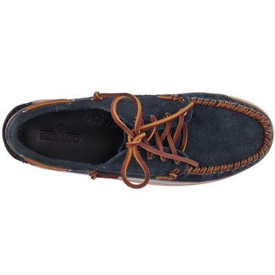 Moc Man KEUKA LEA CANOE MOC Moccasin BLUE NAVY-DK BROWN Dressed Back (jpg Rgb)		