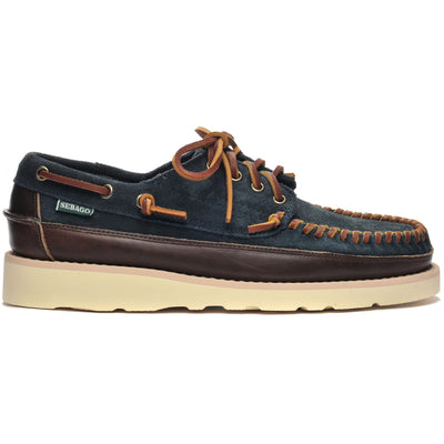 Moc Man KEUKA LEA CANOE MOC Moccasin BLUE NAVY-DK BROWN Photo (jpg Rgb)			