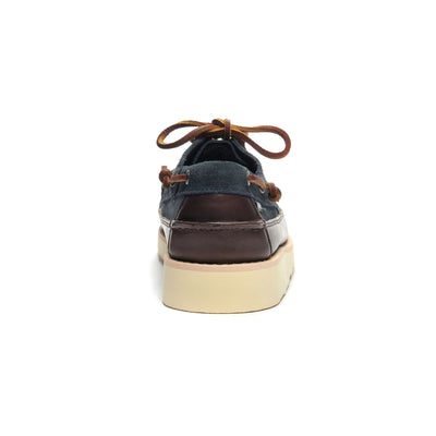 Moc Man KEUKA LEA CANOE MOC Moccasin BLUE NAVY-DK BROWN Detail (jpg Rgb)			