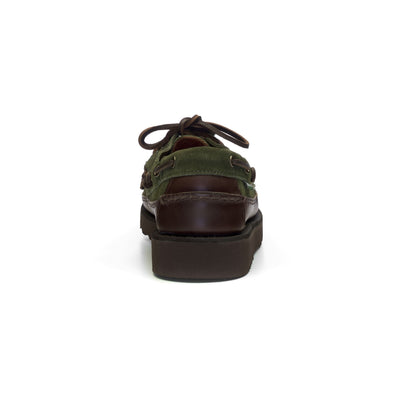 Moc Man KEUKA LEA CANOE MOC Moccasin DK BROWN-DK MILITARY Detail (jpg Rgb)			
