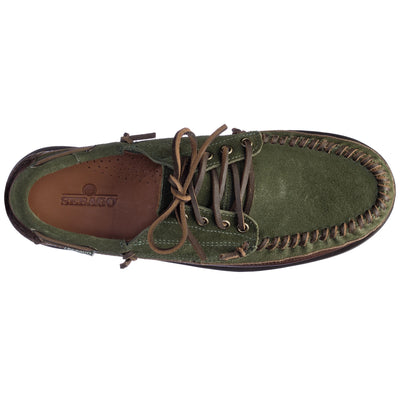 Moc Man KEUKA LEA CANOE MOC Moccasin DK BROWN-DK MILITARY Dressed Back (jpg Rgb)		