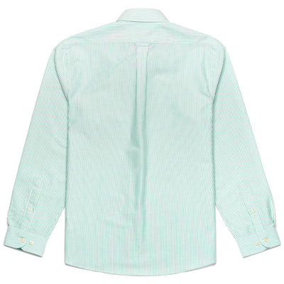 SHIRTS Man DOUBLING Button  Down GREEN ARCTIC-WHITE Dressed Front (jpg Rgb)	