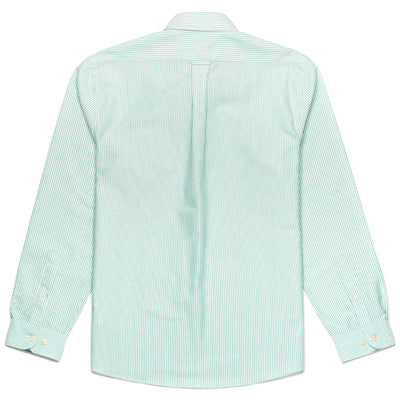 SHIRTS Man DOUBLING Button  Down GREEN ARCTIC-WHITE Dressed Front (jpg Rgb)	