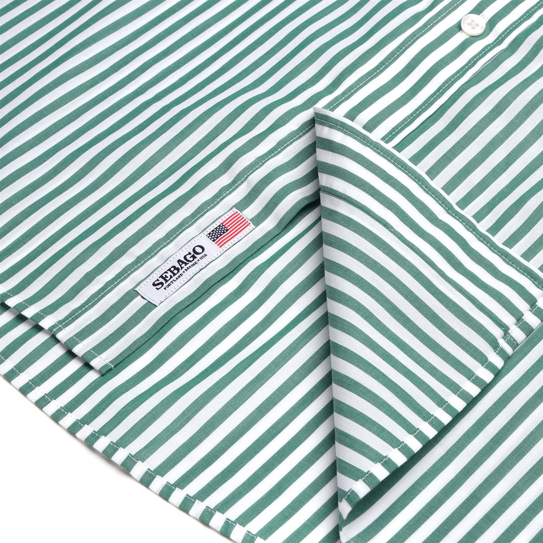 SHIRTS Unisex OAKLAND Button  Down WHITE-GREEN Dressed Side (jpg Rgb)		