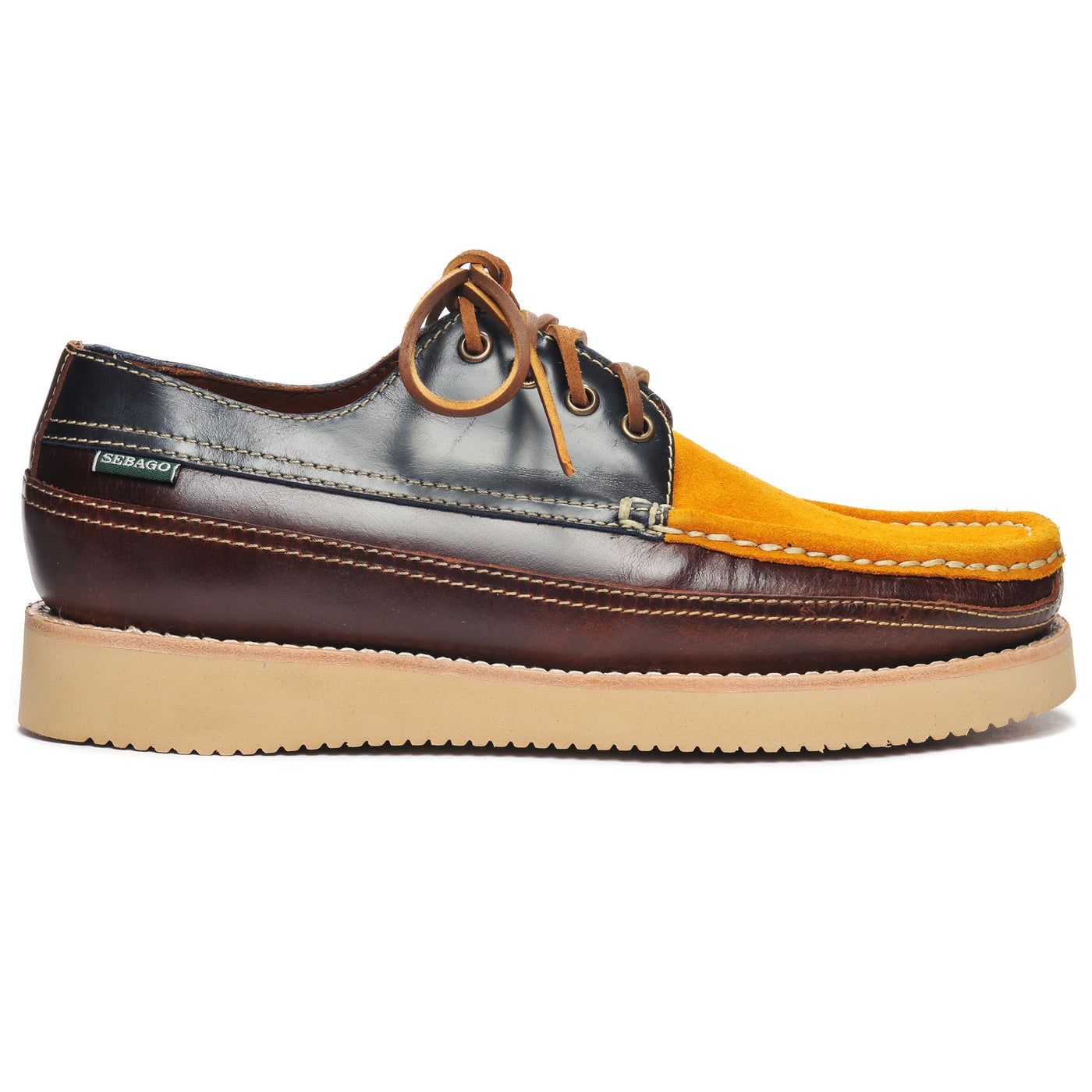 Moc Man MAKWA Moccasin BROWN- BROWN TAN- YELLOW MIMOSA- BLUE NAVY Photo (jpg Rgb)			