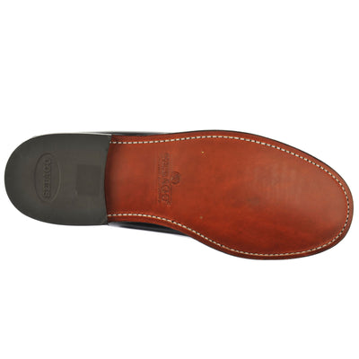 Moc Man CLASSIC DAN TAG Moccasin BROWN BURGUNDY- GOLD PENNY LOAFER Dressed Front (jpg Rgb)	