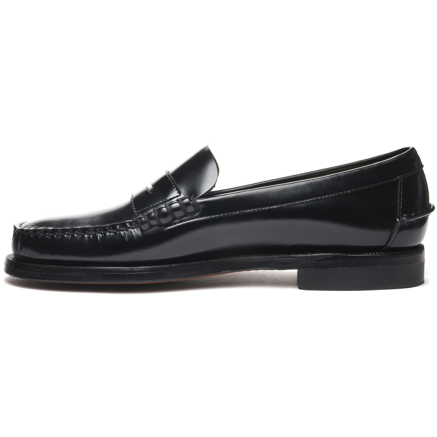 Moc Man CLASSIC DAN TAG Moccasin BLACK-WHITE LOVE-HATE Dressed Side (jpg Rgb)		