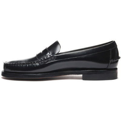 Moc Man CLASSIC DAN TAG Moccasin BLACK-WHITE LOVE-HATE Dressed Side (jpg Rgb)		