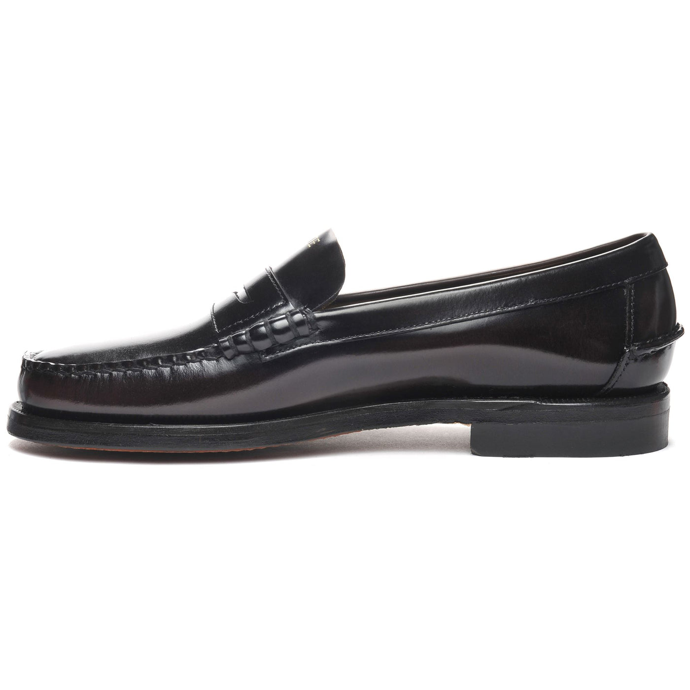 Moc Man CLASSIC DAN TAG Moccasin BROWN BURGUNDY-GOLD LOVE-HATE Dressed Side (jpg Rgb)		
