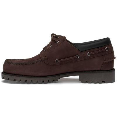 Moc Man ACADIA NUBUK Low Cut DK BROWN-BLACK Dressed Side (jpg Rgb)		