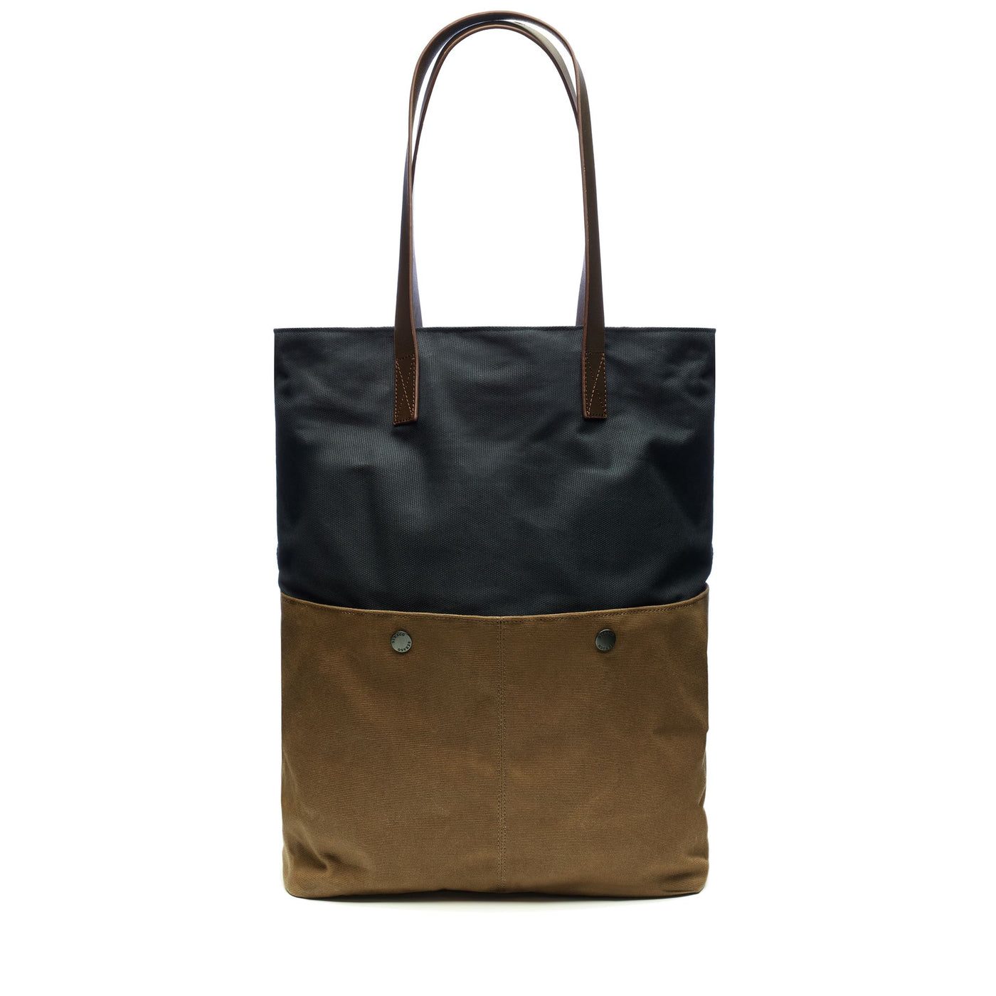 Bags Unisex PEMAQUID CANVAS TOTE BAG BLUE- BROWN Dressed Front (jpg Rgb)	