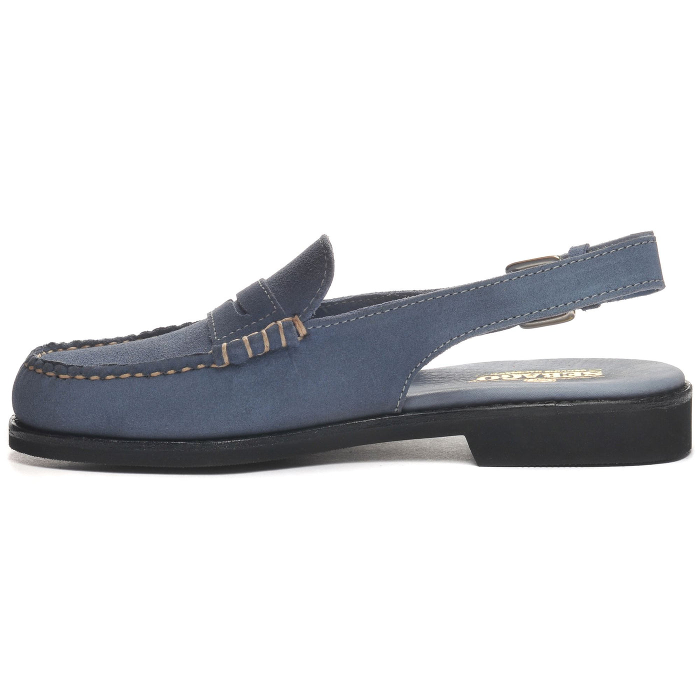 Moc Woman DAN SANDAL FLESH OUT PO WOMAN Moccasin LT BLUE Dressed Side (jpg Rgb)		