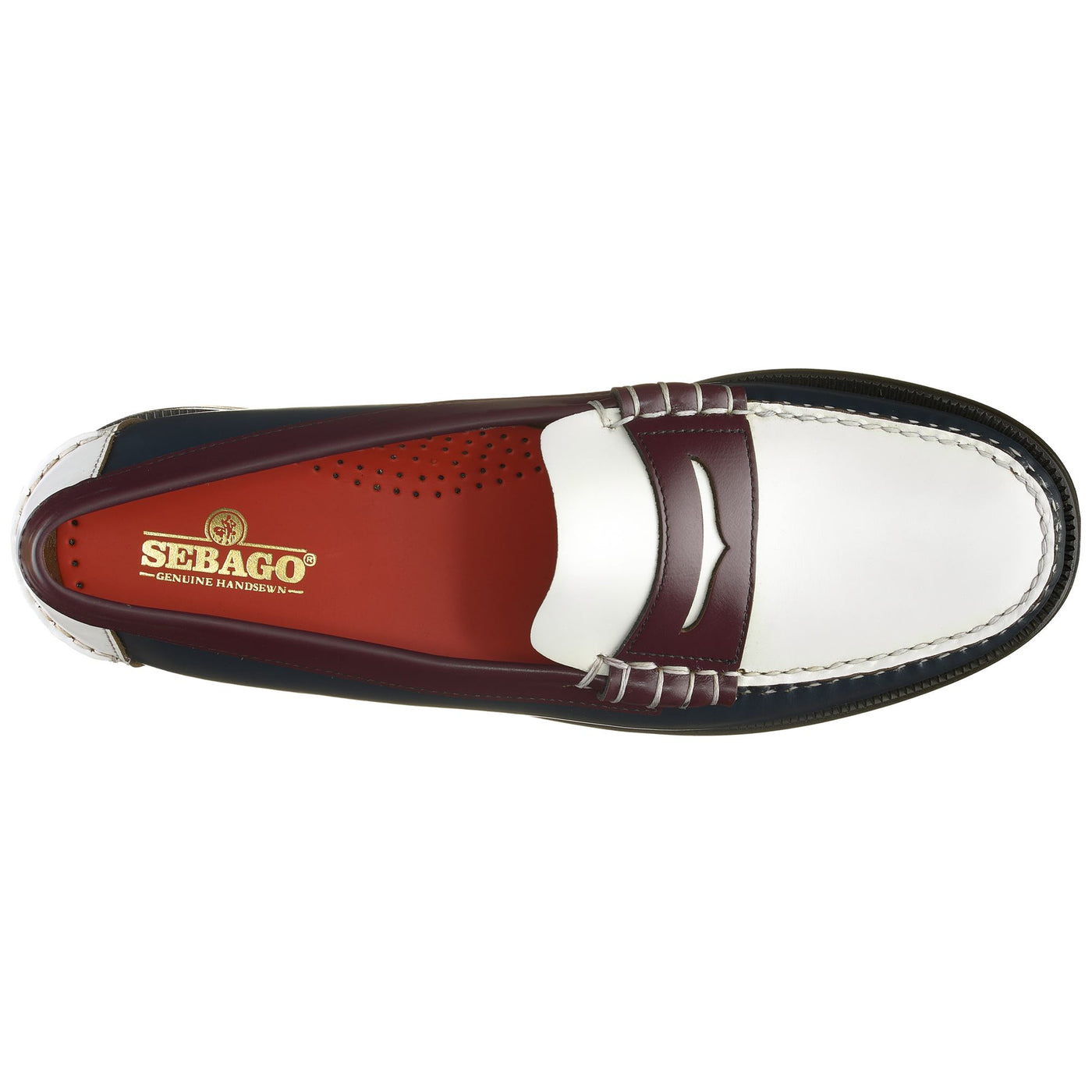 Moc Woman DAN SPINNAKER WOMAN Moccasin ROYAL BLUE- WHITE- GARNET- BLACK Dressed Back (jpg Rgb)		