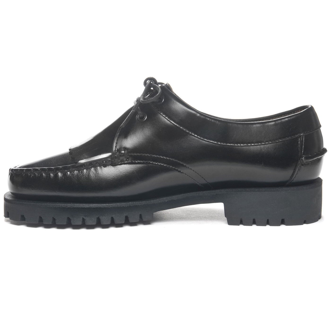 Moc Woman JAMES FRINGE LUG WOMAN Moccasin BLACK Dressed Side (jpg Rgb)		