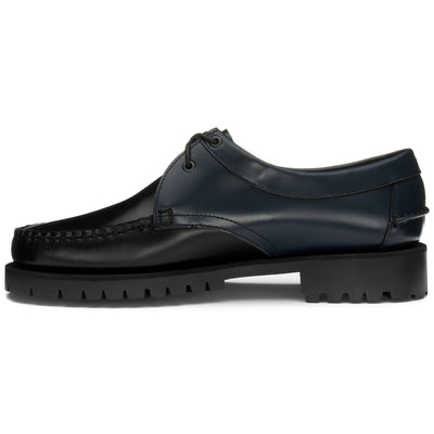 Moc Man JAMES LUG BICOLOR Moccasin BRILLIANT BLUE-BLACK Dressed Side (jpg Rgb)		