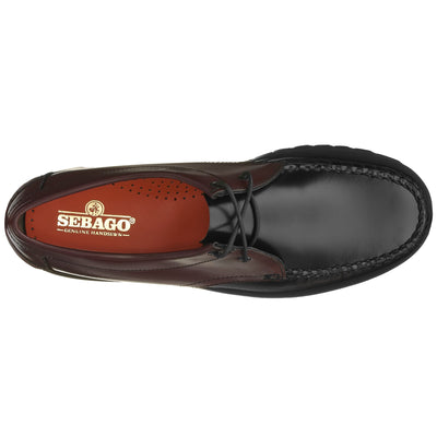 Moc Man JAMES LUG BICOLOR Moccasin GARNET-BLACK Dressed Back (jpg Rgb)		