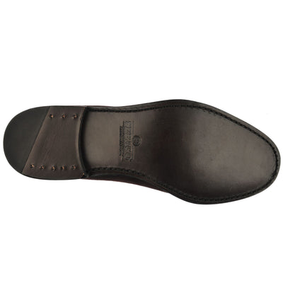 Moc Man MEDFORD SUEDE GYW Moccasin DK BROWN Dressed Front (jpg Rgb)	