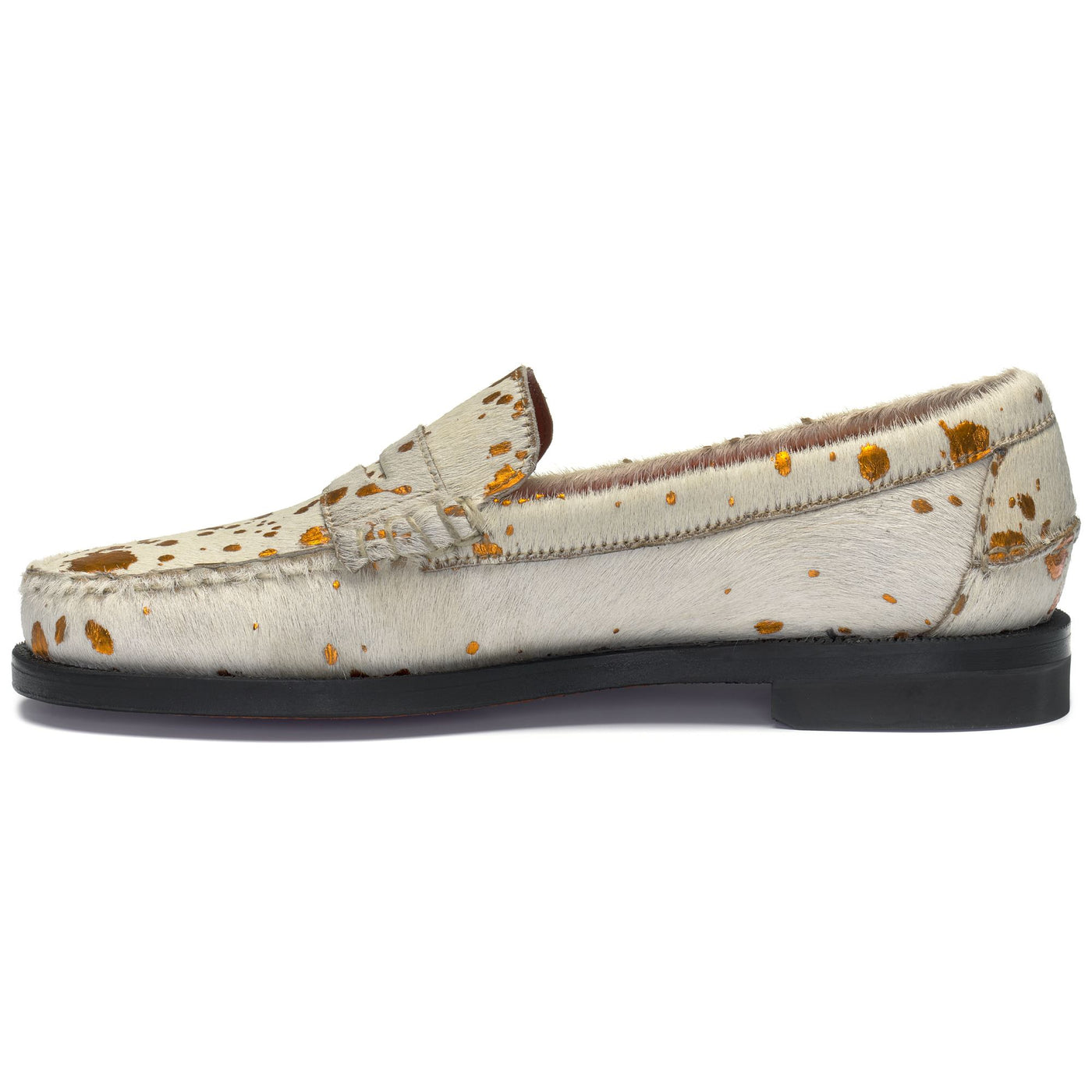 Moc Man DAN SHAGGY Moccasin WHITE-ORANGE OUTSIDERS Dressed Side (jpg Rgb)		