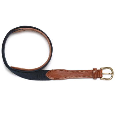 Small Accessories Unisex PITTSFIELD Belt BLUE MARINE-BROWN LEATHER Photo (jpg Rgb)			