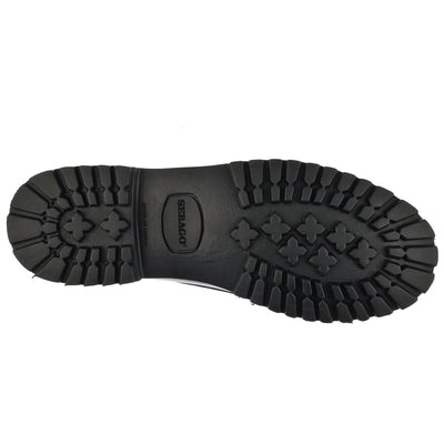 Moc Woman DAN LUG STUDS WOMAN Moccasin BLACK Dressed Front (jpg Rgb)	