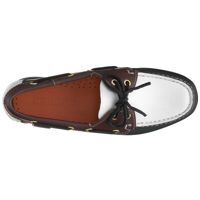 Docksides Woman DOCKSIDES PORTLAND MOC SOFT WOMAN Mocassin ROYAL BLUE- WHITE- GARNET- BLACK Dressed Back (jpg Rgb)		