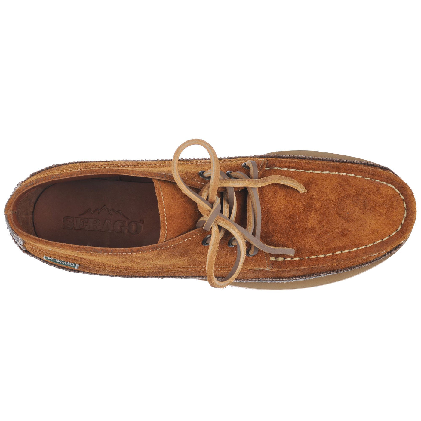Moc Man MIWAK SUEDE CANOE MOC Mid Cut COGNAC-DK BROWN Dressed Back (jpg Rgb)		