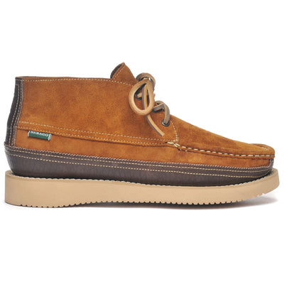 Moc Man MIWAK SUEDE CANOE MOC Mid Cut COGNAC-DK BROWN Photo (jpg Rgb)			