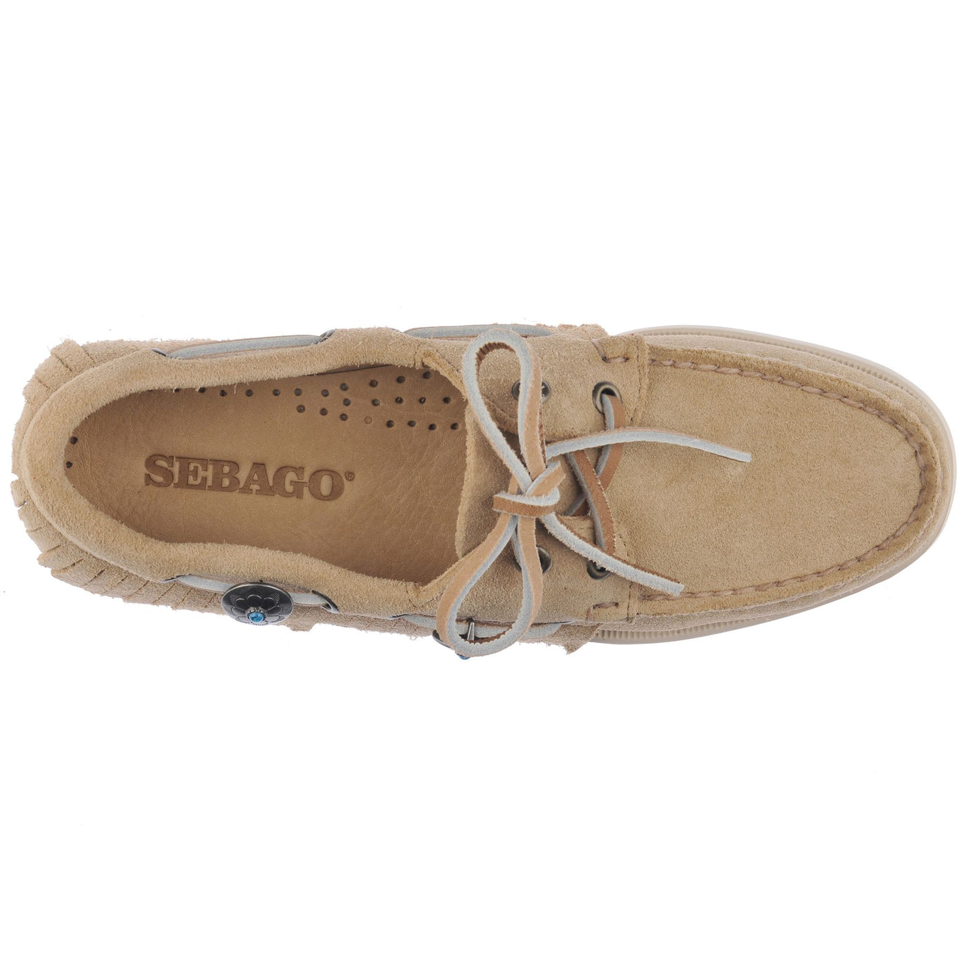 Docksides Woman PORTLAND FRINGES WOMAN Mocassin BEIGE CAMEL Dressed Back (jpg Rgb)		