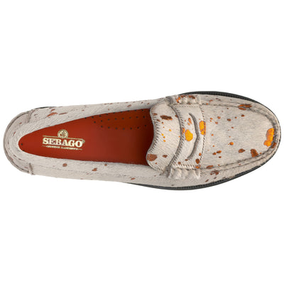 Moc Woman DAN SHAGGY WOMAN Moccasin WHITE-ORANGE OUTSIDERS Dressed Back (jpg Rgb)		