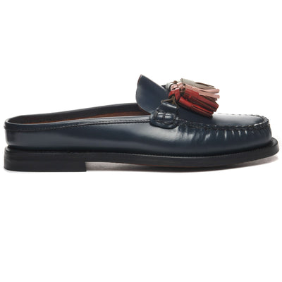 Moc Woman DAN CLOG TRIPLE TASSEL WOMAN Moccasin BRILLIANT BLUE - PINK BLUSH - WHITE - DK RED Photo (jpg Rgb)			