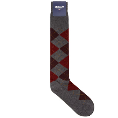 Socks Man DEDHAM 683 Knee High Sock GREY-BORDEAUX-RED-ORANGE Photo (jpg Rgb)			