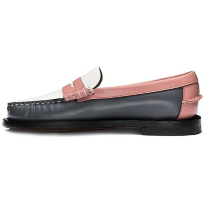 Moc Woman CLASSIC DAN PIGMENT WOMAN Moccasin STEEL GREY- PINK BRUSH- WHITE Dressed Side (jpg Rgb)		