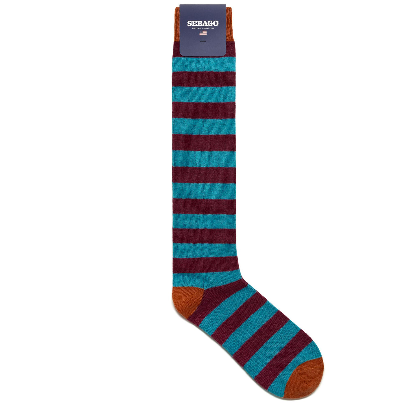 Socks Man DRESDEN 47 Knee High Sock TURQUOISE-BORDEAUX-ORANGE Photo (jpg Rgb)			
