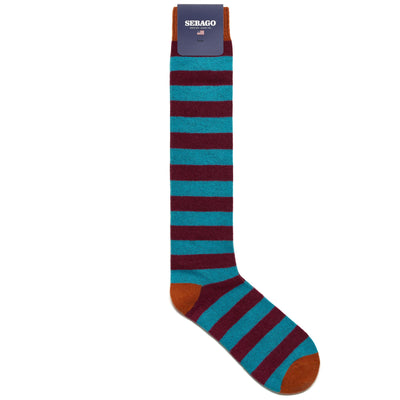 Socks Man DRESDEN 47 Knee High Sock TURQUOISE-BORDEAUX-ORANGE Photo (jpg Rgb)			