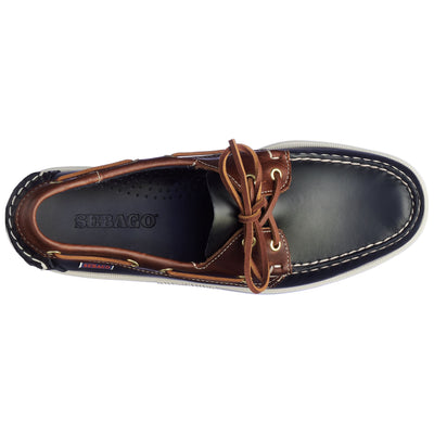 Docksides Man PORTLAND WAXY LEA Mocassin BLUE NAVY- BROWN Dressed Back (jpg Rgb)		