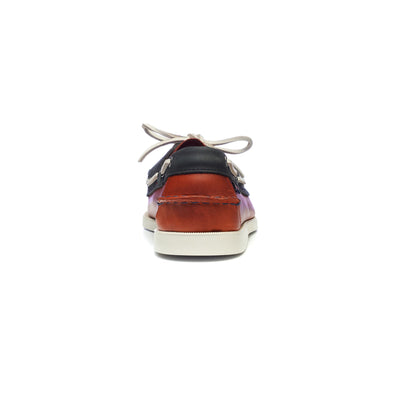 Docksides Man PORTLAND WAXY LEA Mocassin DK RED- BLUE NAVY Detail (jpg Rgb)			