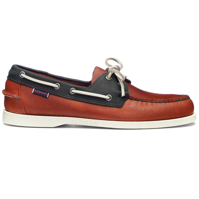 Docksides Man PORTLAND WAXY LEA Mocassin DK RED- BLUE NAVY Photo (jpg Rgb)			
