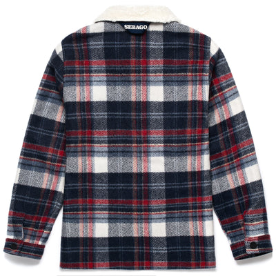 Jackets Unisex OTTERCREEK CHECK Mid BLUE-OFF WHITE-RED CHECK Dressed Front (jpg Rgb)	