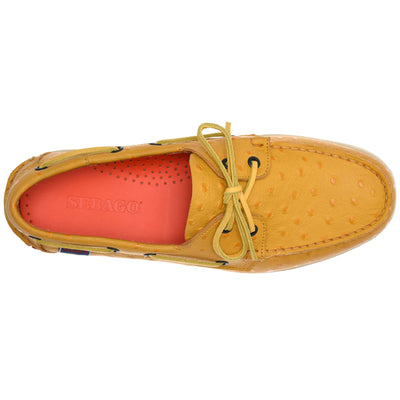Docksides Man DOCKSIDES OSTRICH Mocassin YELLOW MUSTARD Dressed Back (jpg Rgb)		